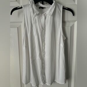 White button down sleeveless top